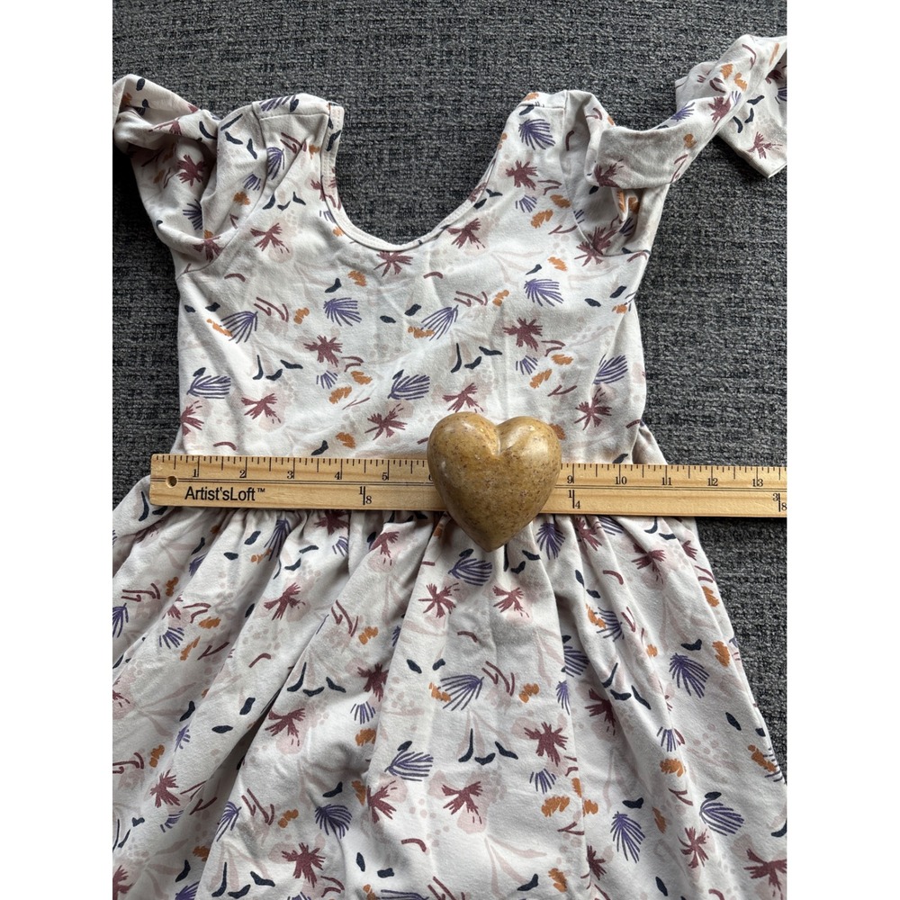 Alice + Ames Girls Size 7 Long Sleeve Ballet Dress Abstract Floral Cream Mauve - Picture 4 of 7